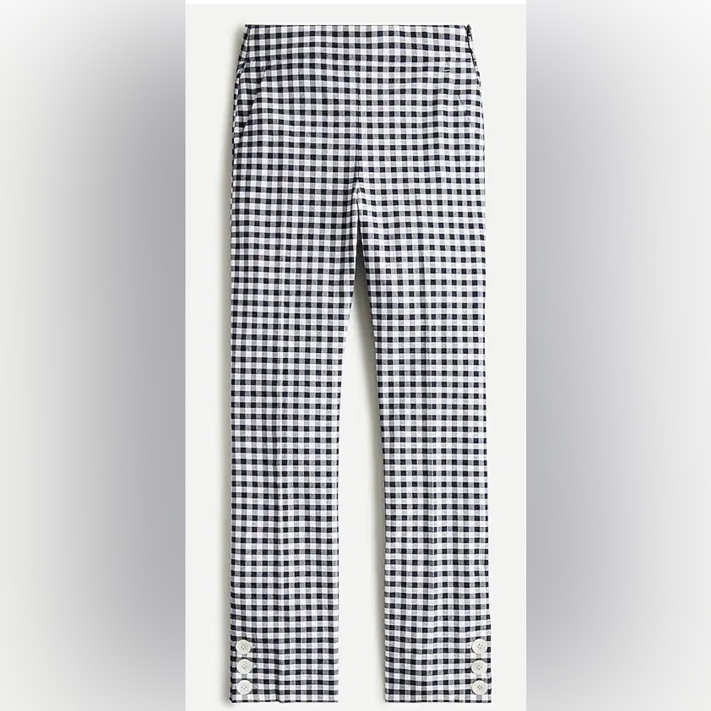 NEW J.Crew Women's Sz 10 Remi Gingham Cropped Blue White Pants Spring Summer NWT - Picture 3 of 12
